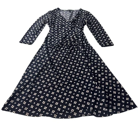 Ralph Lauren Black Dress with White Geometric Print - Long Sleeve - Picture 3 of 6